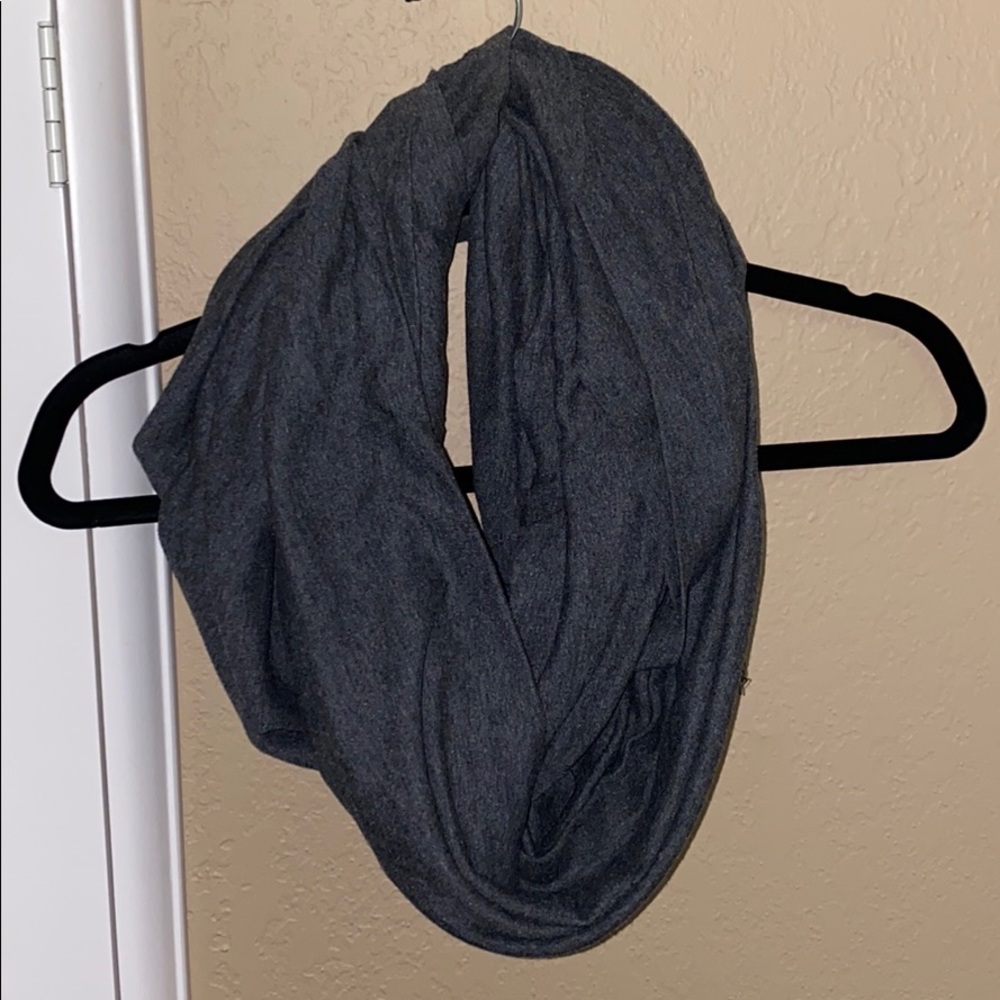 Long Dark Gray Cotton Infinity Scarf